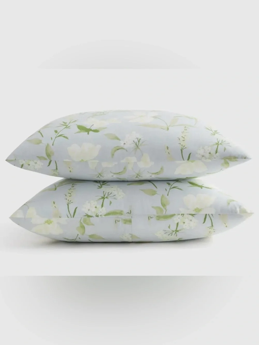 NWOT Quince Organic Crisp Percale Floral Sham Set, Standard (Blue Garden)